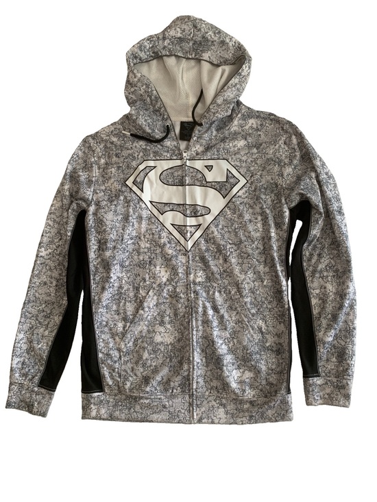DC Comics Other - DC Comics Superman Gray Black Full Zip Hoodie M Vintage
